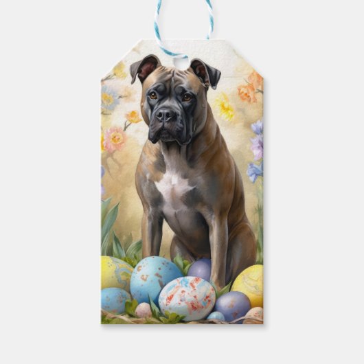 Cane Corso met Paaseieren Vakantie Cadeaulabel (Voorkant)