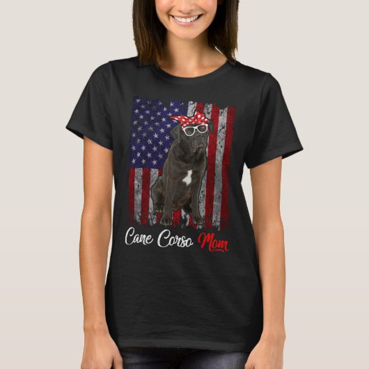 Cane Corso Mom American Flag T-shirt (Voorkant)
