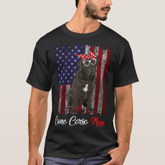 Cane Corso Mom American Flag T-shirt (Voorkant)