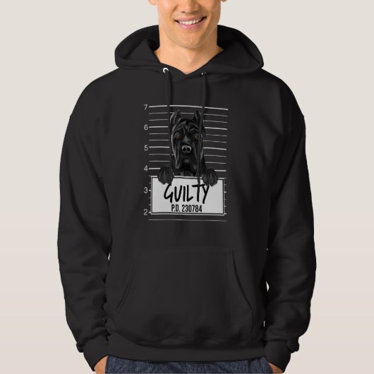 Cane Corso Mugshot Schuldige Hond Hoodie (Voorkant)