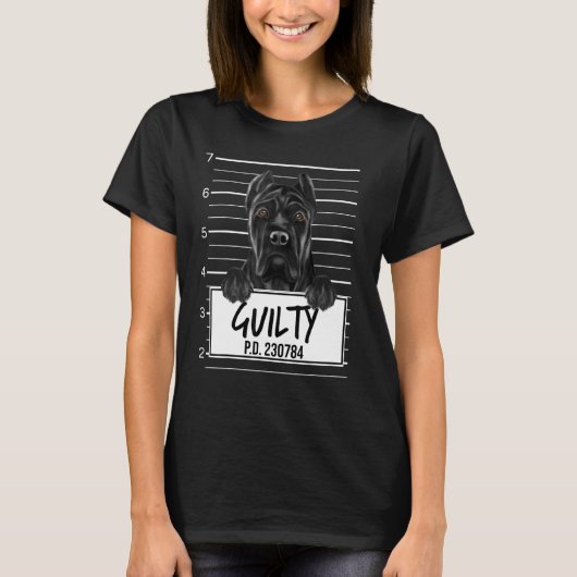 Cane Corso Mugshot Schuldige Hond T-shirt (Voorkant)
