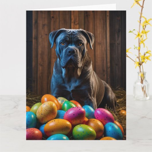 Cane Corso Paaseieren  Kaart (Gele Bloem)