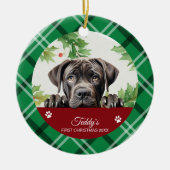Cane Corso Persoonlijke Eerste Kerstmis Keramisch Ornament (Voorkant)