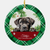 Cane Corso Persoonlijke Eerste Kerstmis Keramisch Ornament (Achterkant)