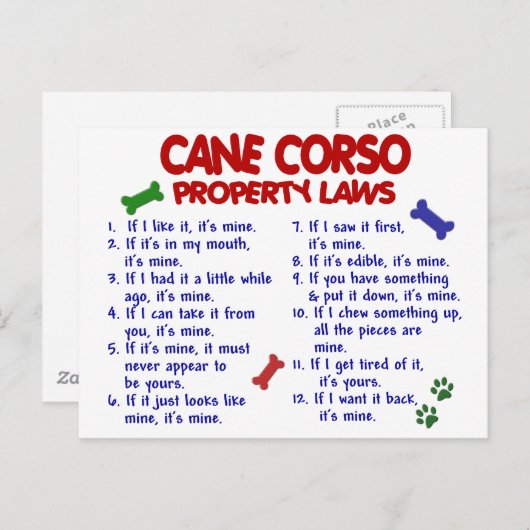 CANE CORSO Property Laws 2 Briefkaart (Voorkant / Achterkant)