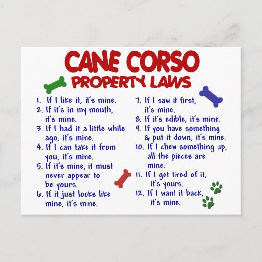 CANE CORSO Property Laws 2 Briefkaart (Voorkant)
