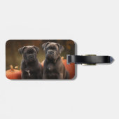 Cane Corso Pup Herfst Plezier Pompoen Bagagelabel (Achterkant horizontaal)