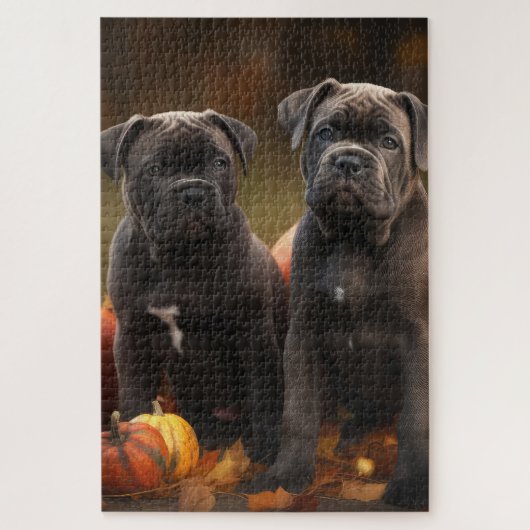 Cane Corso Pup Herfst Plezier Pompoen Legpuzzel (Verticaal)