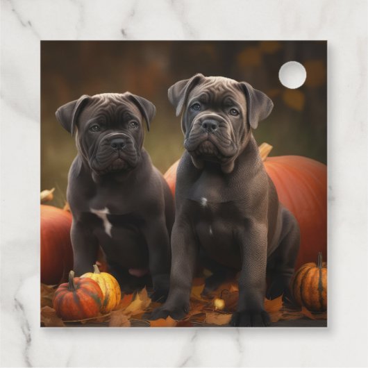 Cane Corso Puppy Herfst Delight Pompoen Bedankjes Labels (Achterkant)