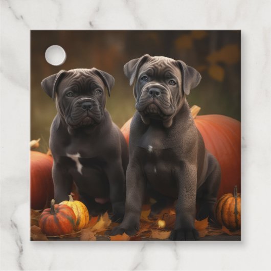 Cane Corso Puppy Herfst Delight Pompoen Bedankjes Labels (Voorkant)