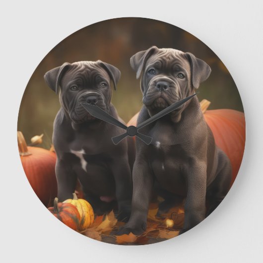 Cane Corso Puppy Herfst Delight Pompoen Grote Klok (Voorkant)