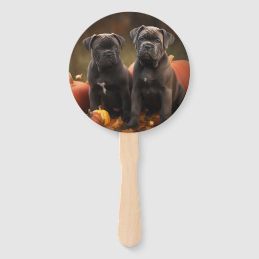Cane Corso Puppy Herfst Delight Pompoen Handwaaier (Voorkant)