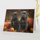 Cane Corso Puppy Herfst Delight Pompoen Kaart (Gele Bloem)