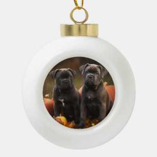 Cane Corso Puppy Herfst Delight Pompoen Keramische Bal Ornament
