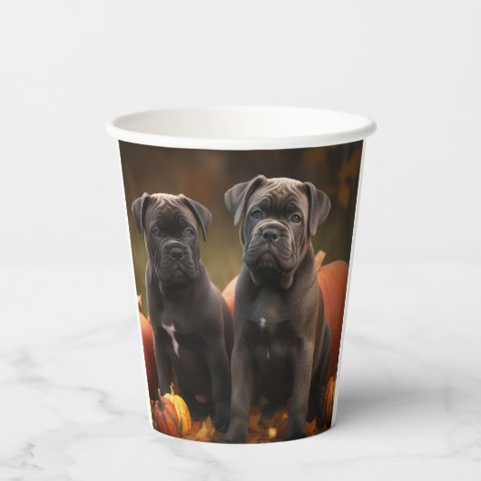 Cane Corso Puppy Herfst Delight Pompoen Papieren Bekers (Achterkant)