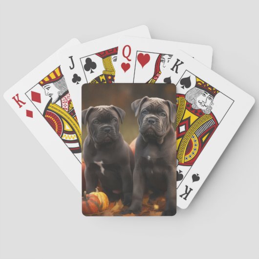 Cane Corso Puppy Herfst Delight Pompoen Pokerkaarten (Achterkant)