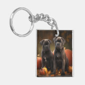 Cane Corso Puppy Herfst Delight Pompoen Sleutelhanger (Voorkant Links)