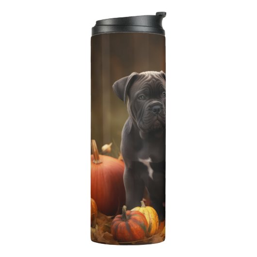 Cane Corso Puppy Herfst Delight Pompoen Thermosbeker (Gedraaid links)