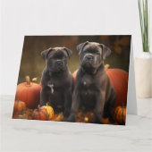 Cane Corso Puppy Herfstpracht Pompoen Kaart (Voorkant)