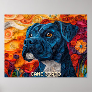 Cane Corso Quilling Art Dog Portret Poster