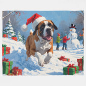 Cane Corso Rent in de Sneeuw met Kerstmuts Fleece Deken (Voorkant (Horizontaal))