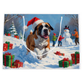 Cane Corso Rent in de Sneeuw met Kerstmuts Groot Cadeauzakje (Voorkant)