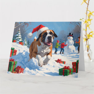 Cane Corso Rent in de Sneeuw met Kerstmuts Kaart