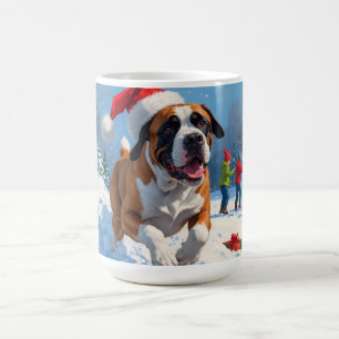 Cane Corso Rent in de Sneeuw met Kerstmuts Koffiemok