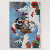 Cane Corso Rent in de Sneeuw met Kerstmuts Legpuzzel (Verticaal)