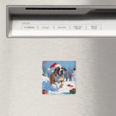 Cane Corso Rent in de Sneeuw met Kerstmuts Magneet (Insitu (Vaatwasser))