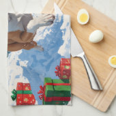 Cane Corso Rent in de Sneeuw met Kerstmuts Theedoek (Quarter Fold)