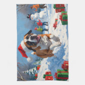 Cane Corso Rent in de Sneeuw met Kerstmuts Theedoek (Verticaal)