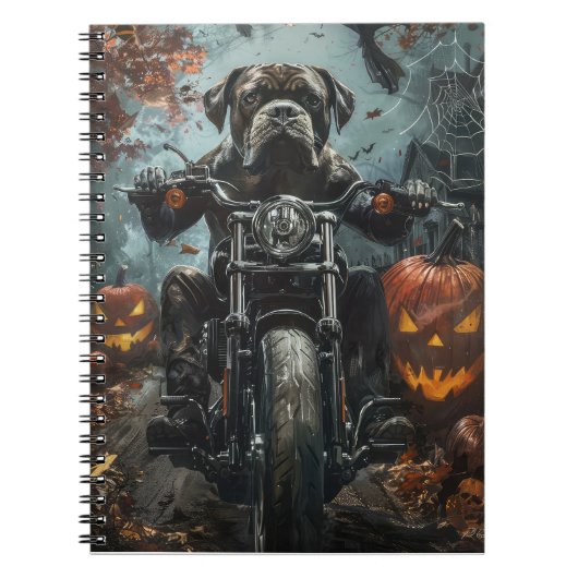 Cane Corso Riding Motorfiets Halloween Scary Notitieboek (Voorkant)