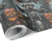 Cane Corso Rijdend op Motorfiets Halloween Griezel Cadeaupapier (Rol Hoek)