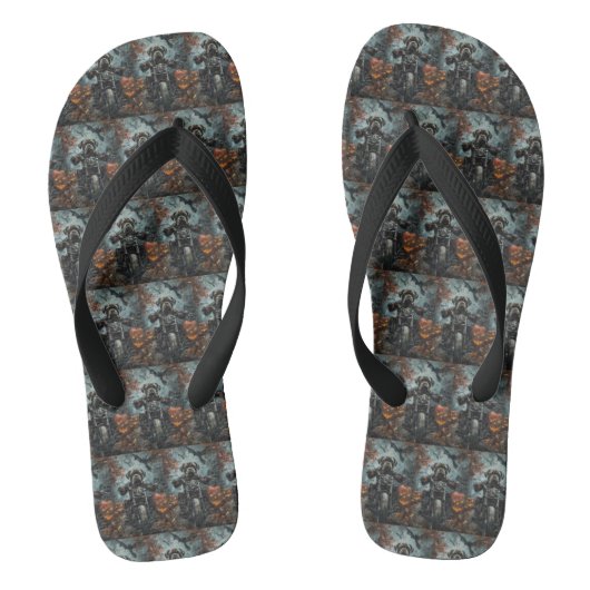 Cane Corso rijdt motorfiets Halloween eng Teenslippers (Voetbed)
