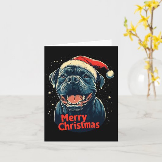 Cane Corso Santa Hat Vrolijke Kerstmis Kerstman Ho Kaart (Gele Bloem)