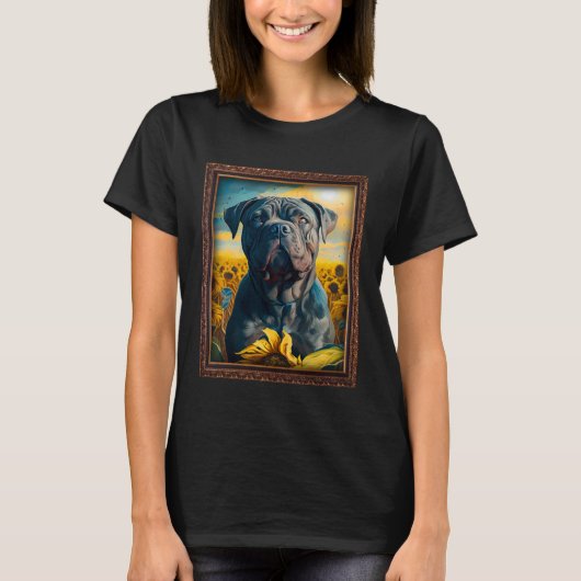 Cane Corso Schilderen Zonnebloem Bloem Moeder Vrou T-shirt (Voorkant)