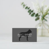 Cane Corso Silhouet Zwart op Grijs Visitekaartje (Staand voorkant)