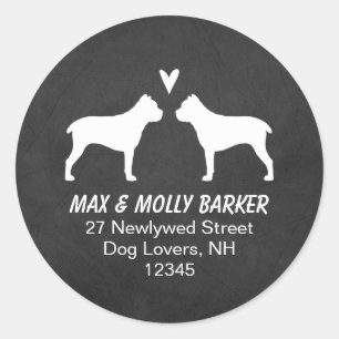 Cane Corso Silhouetten Retouradres Ronde Sticker