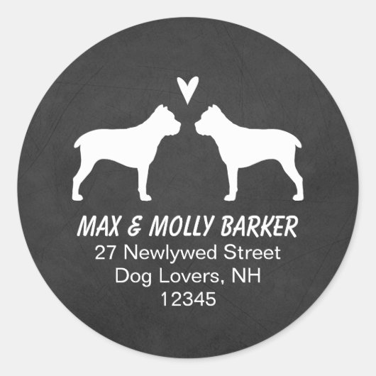 Cane Corso Silhouetten Retouradres Ronde Sticker (Voorkant)