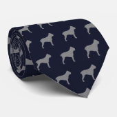 Cane Corso Silhouettes Pattern Blue en Grey Stropdas (Opgerold)