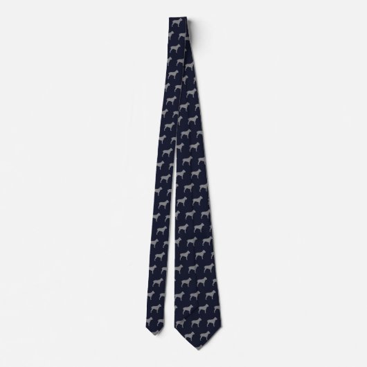 Cane Corso Silhouettes Pattern Blue en Grey Stropdas (Achterkant)