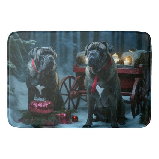 Cane Corso Sneeuw slee Kerst Decoratie Badmat (Voorkant)