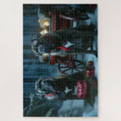 Cane Corso Sneeuw slee Kerst Decoratie Legpuzzel (Verticaal)