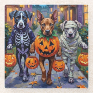 Cane Corso snoep ophalen in Halloween-kostuums Glazen Onderzetter