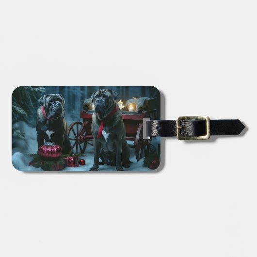Cane Corso Snowy Sleigh Kerst Decor Bagagelabel (Voorkant horizontaal)