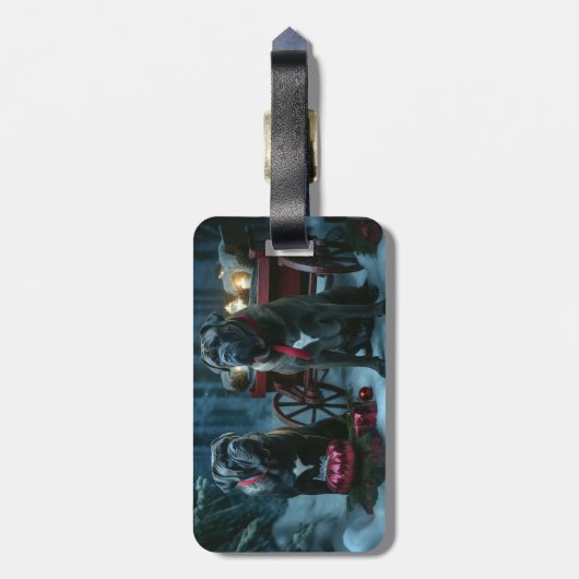 Cane Corso Snowy Sleigh Kerst Decor Bagagelabel (Achterkant verticaal)