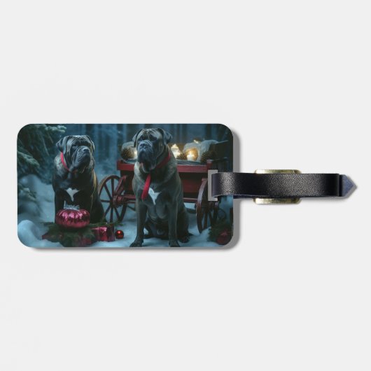 Cane Corso Snowy Sleigh Kerst Decor Bagagelabel (Achterkant horizontaal)