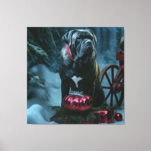 Cane Corso Snowy Sleigh Kerst Decor Canvas Afdruk