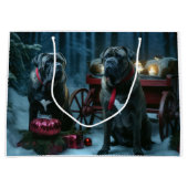 Cane Corso Snowy Sleigh Kerst Decor Groot Cadeauzakje (Voorkant)